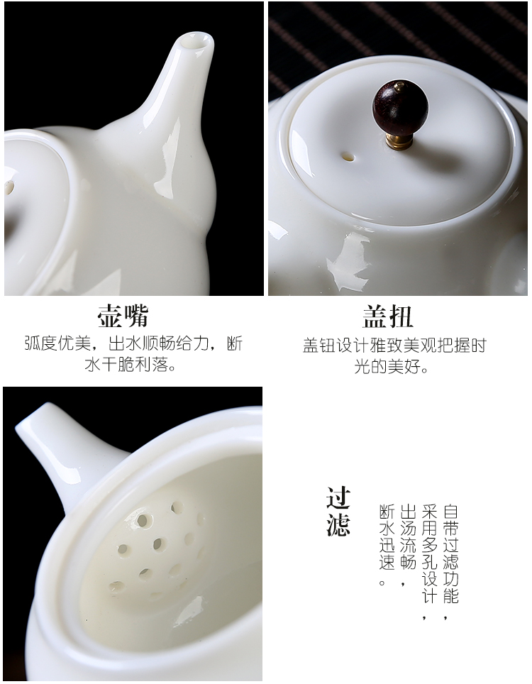 Tang Feng suet jade home teapot teacup gift boxes contracted modern dehua white porcelain of a complete set of 190016