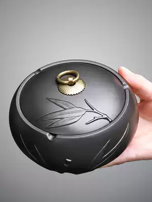 Tangfeng purple sand black mud ashtray household with cover anti-fly ash creative personality trend ashtray office ornaments A