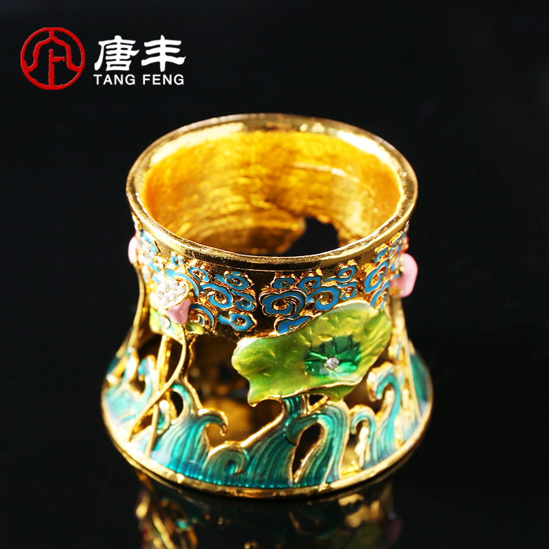 Tang Feng Tea Drain Base Creative Metal Tea Drain Shelf Placing Tea Water Separator Enamel Color Gift Box 190088z