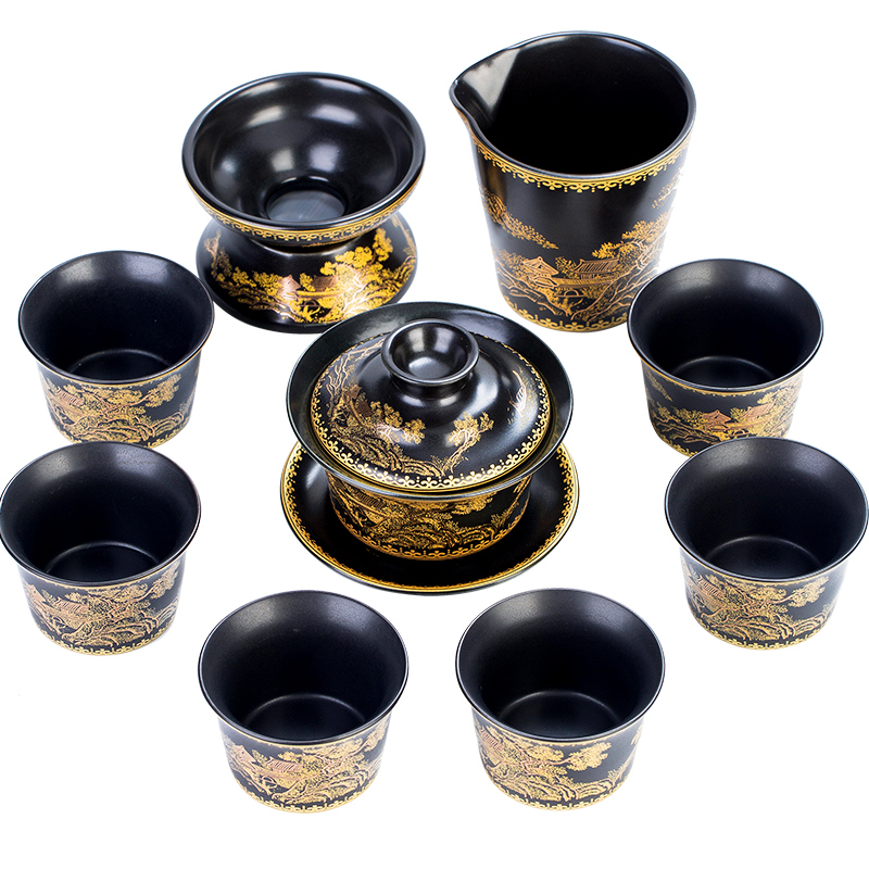 Tang Feng kung fu tea cups to restore ancient ways the enamel skill set ceramic cup lid to use home office tea set