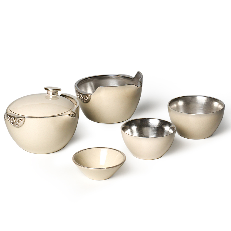Tang Fengliu silver crack glass ceramic up travel tea set a tureen 2 cups of portable receive household is suing contracted