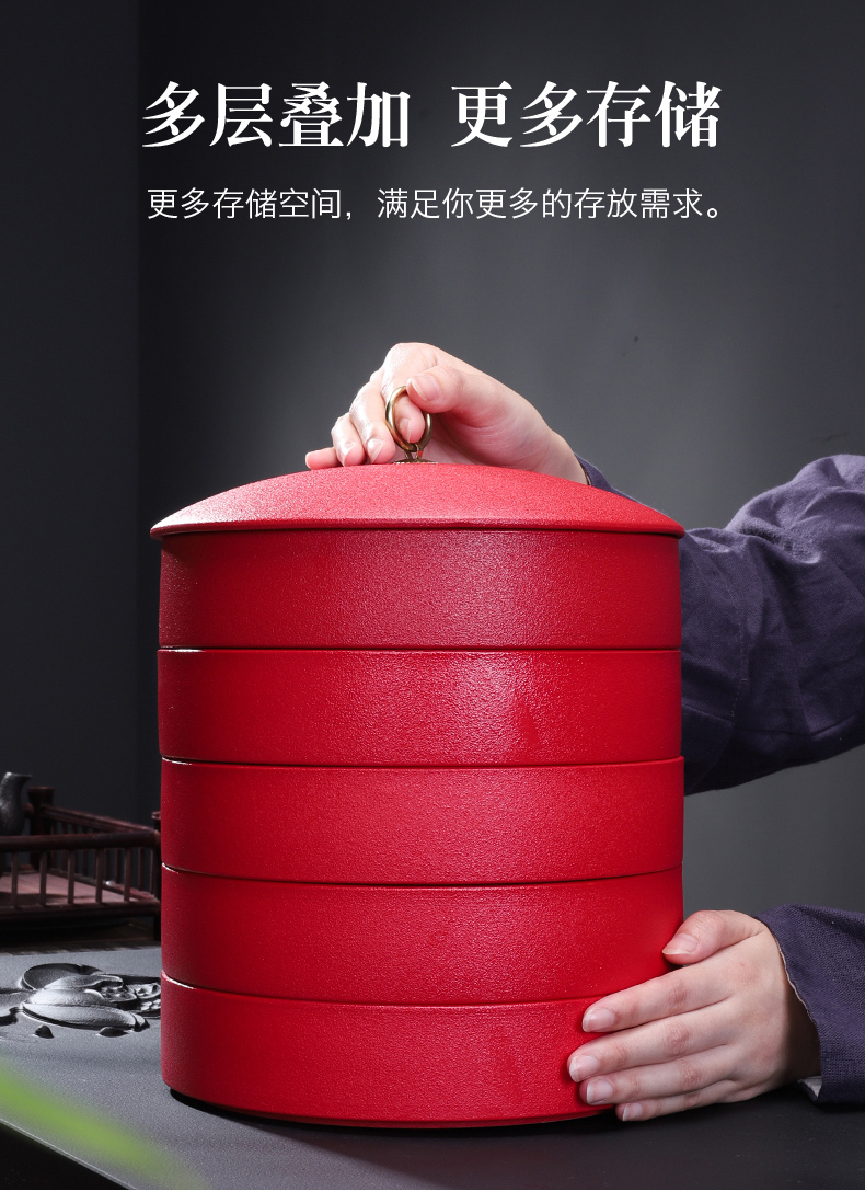 Tang Feng pu 'er tea as cans ceramic tea cake multilayer frame seal up POTS of tea cake boxes can be a fold of storage tank