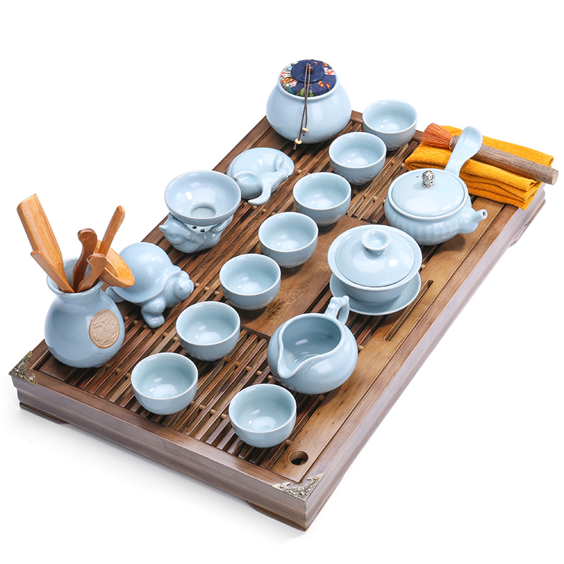 Tang Feng ceramic tea set suit household contracted kung fu tea tea tray was solid wood tea set tea cups of a complete set of