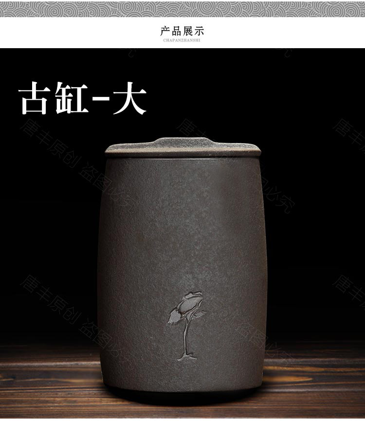 Tang Feng coarse pottery tea poured tea pot of tea warehouse spring restoring ancient ways earthenware jar black tea powder sealed ceramic tea pot