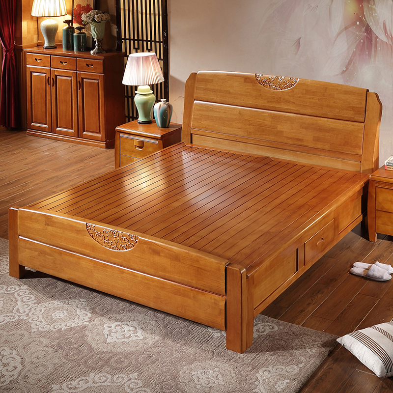 Special Offer Solid Wood Bed 1 8 Meters Oak Double Bed Modern New