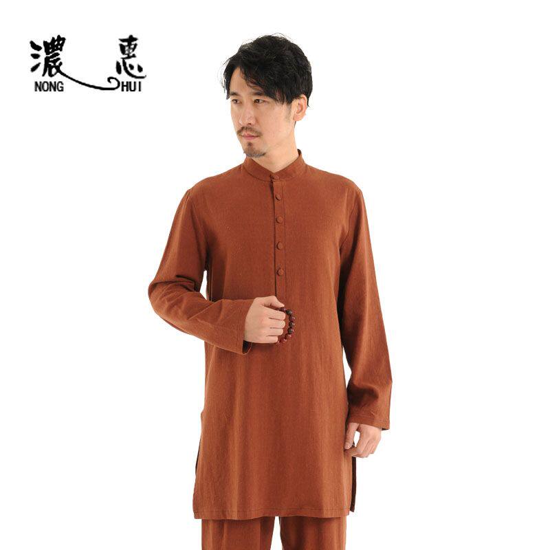 Linen yoga suit Autumn and winter long-sleeved men's cotton linen meditation suit Home clothing Taiji suit Loose Chinese style Zen