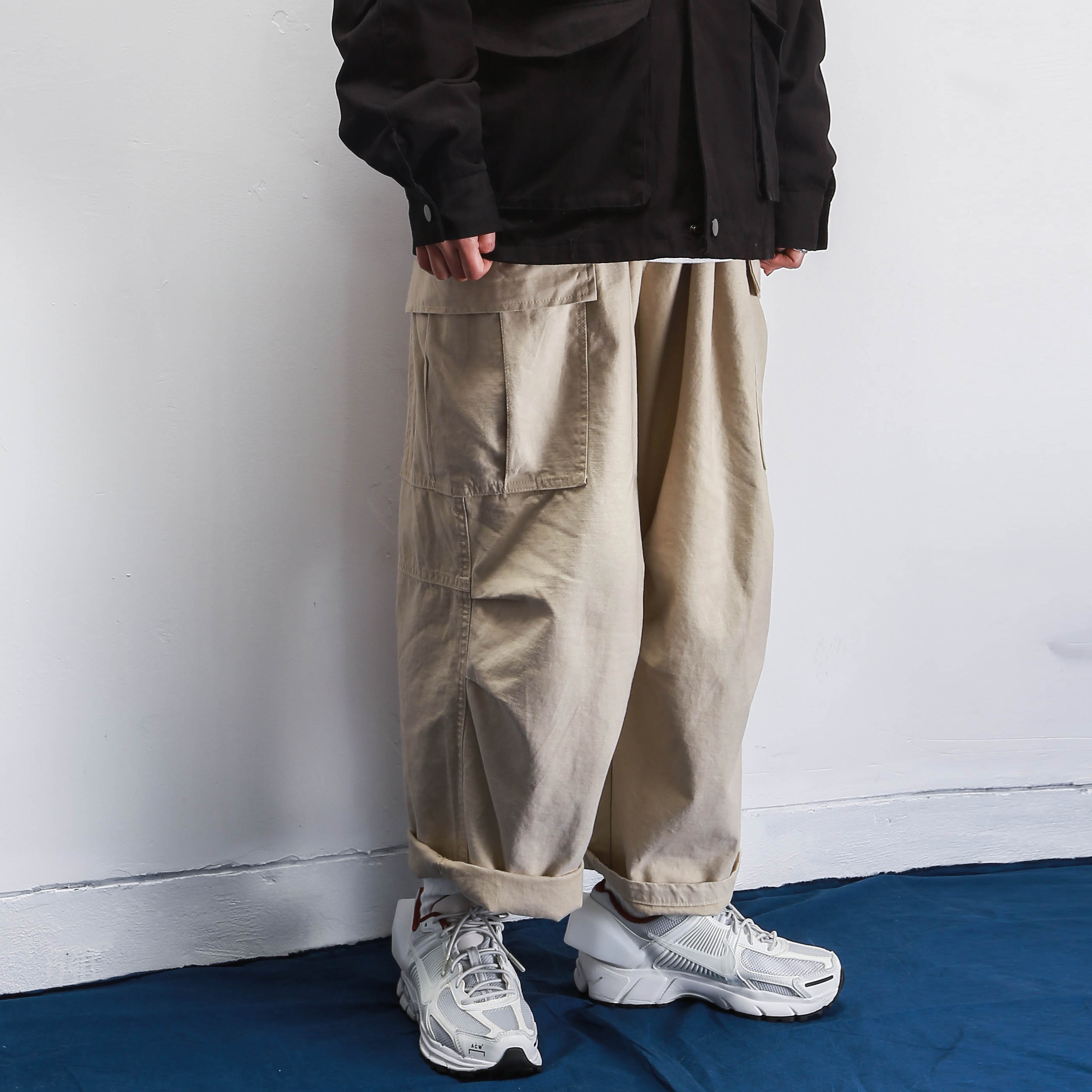 19ss French high street super fire plus fat plus loose thick overalls men's wide leg pants women's BF spring and autumn fashion brand