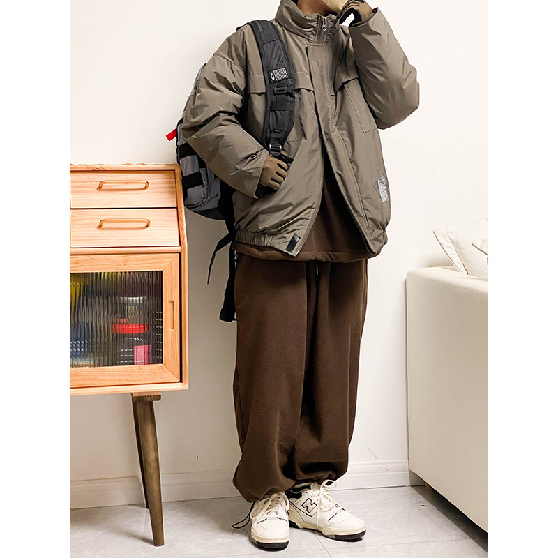 RCMAN Japanese military style multi-pocket cotton jacket retro stand-up collar men's and women's trendy loose cotton jacket