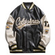 ຍີ່ຫໍ້ Trendy PU ຫນັງ baseball jacket ຜູ້ຊາຍພາກຮຽນ spring ແລະດູໃບໄມ້ລົ່ນວ່າງຄູ່ bomber jacket ຜູ້ຊາຍຖະຫນົນ embroidered ບາດເຈັບແລະ jacket ຜູ້ຊາຍ