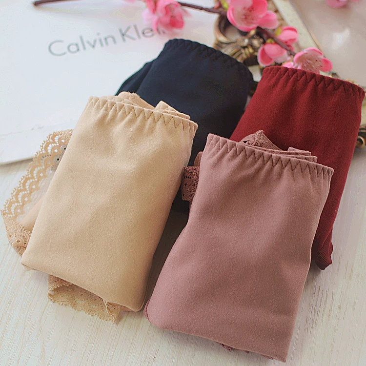 Hàng mùa hè mới xuất đi Hàn Quốc, đồ lót nữ cotton tinh khiết của phụ nữ hạt đậu rượu vang đỏ ren trang trí thắt lưng túi hông quần sịp cho nữ - Giống cái