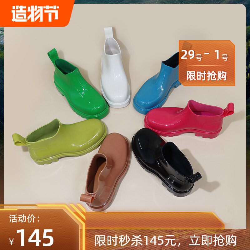 Water shoes women's waterproof non-slip net red rain boots girls rain boots thick-soled jelly-colored short boots Martin boots for men and women couples