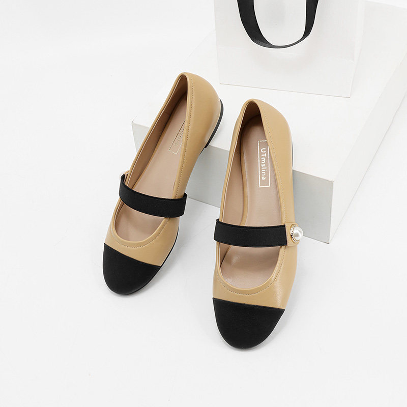 (designer women's shoes) gentle and sweet ~ autumn little fragrant wind pearl buttons Marie Jean ballet flat bottom shoes single shoes