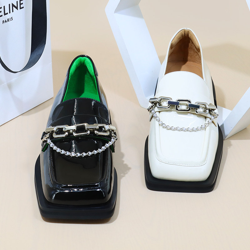 (break yard clearance price) brand new no blemishes ~ full real leather thick bottom Lefu shoes small leather shoes pine cake a foot