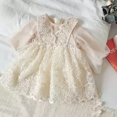 Spring and Autumn dress Korean version of the female baby Western princess dress Children's year-old dress Children's long-sleeved lace gauze skirt