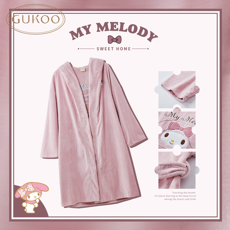 Gukoo / guko chính hãng Melody váy ngủ mùa thu và mùa đông của phụ nữ váy ngủ bộ đồ ngủ hoạt hình dễ thương có thể được mặc bên ngoài quần áo ở nhà - Night Robe