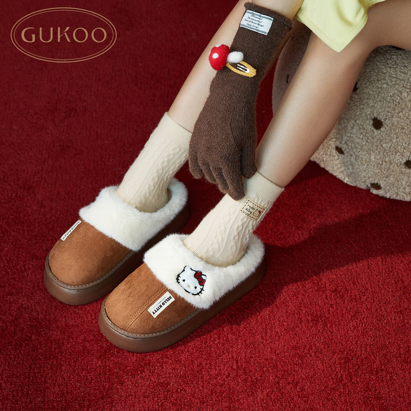 Gukoo Hellokitty Comfortable Floor Slippers, Thickened for Winter Warmth, Home Wear Slippers That Can Be Worn Outside Gukoo Hellokitty Comfortable Floor Slippers, Thickened for Winter Warmth, Home Wear Slippers That Can Be Worn Outside