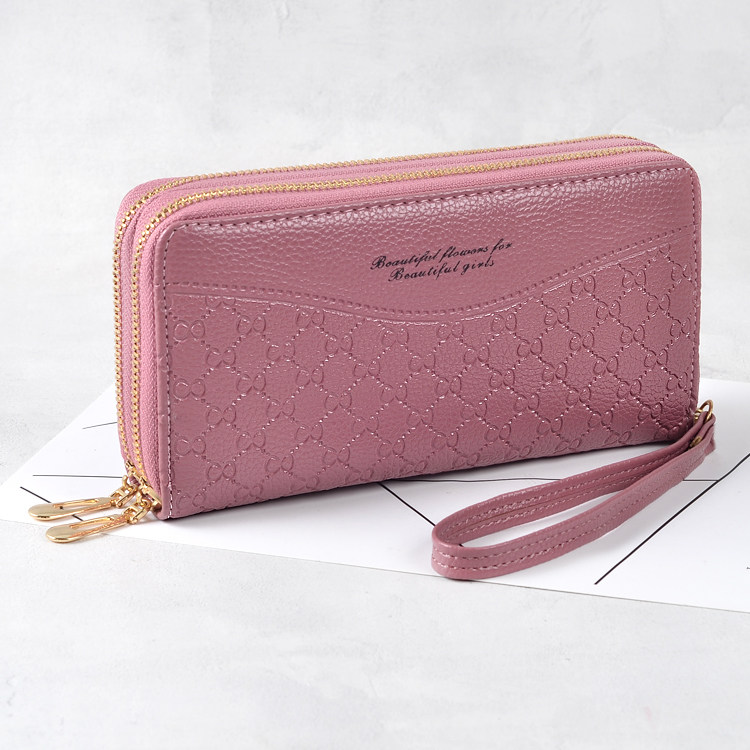 On the new double zipper double layer Korean version wrist wallet bag women's long version coin clip large capacity hand mobile phone bag