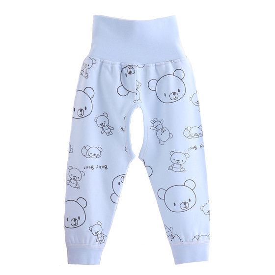 Baby high waist belly protection pants infant navel protection long johns without fluorescent agent spring, autumn and winter pure cotton cross open pants