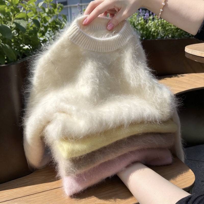 【Brushed Style】Children's Cashmere Sweater Double-Layer Thickened Boys' Crew Neck Sweater Girls' Wool 2026 Knitwear
