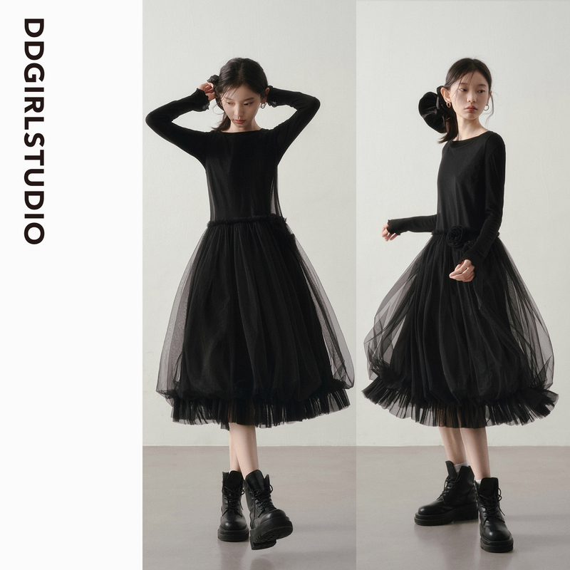 Ddgirl's "Night Mist Dream" Cool and Dark Mesh Multi-Layered Ruffle Design Black Tank Dress Ddgirl's "Night Mist Dream" Cool and Dark Mesh Multi-Layered Ruffle Design Black Tank Dress