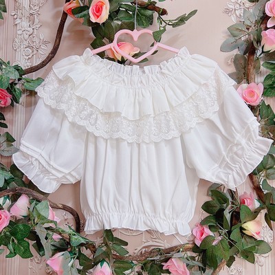 taobao agent Short shiffon shirt, top, Lolita style, with short sleeve