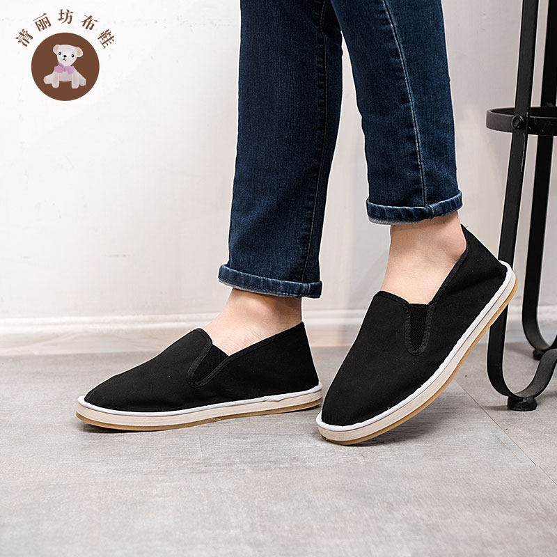 Spring and Autumn Old Beijing Hand Shoes Anti-skid Buffalo Delux Shoes Men tight and black working single shoes