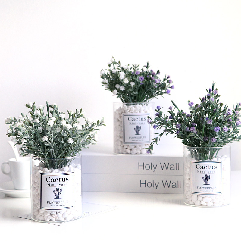 Pastoral simple small fresh Nordic gypsophila simulation fake flowers and plants table literary green plants bonsai decoration set