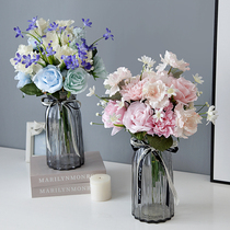 Spring flower rot Cartoon Emulation Peony Lan Fake Silk Flower Art Bottle Big Number Suit Dining Room Table Family Residence Decoration Goods Furnishing pieces