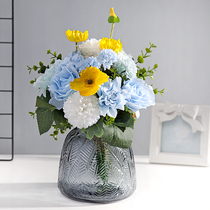 Simulation Blue White Fake Silk Flower Bottle Grand Lipeony Mediterranean Field Dining Room Table Dining Room Table Home Decoration Goods Swing Piece Design