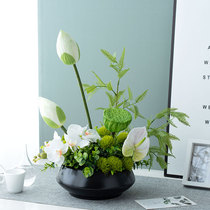 New Chinese style lotus simulation fake lotus restaurant living room high-end original entrance coffee table flower arrangement decorative ornaments