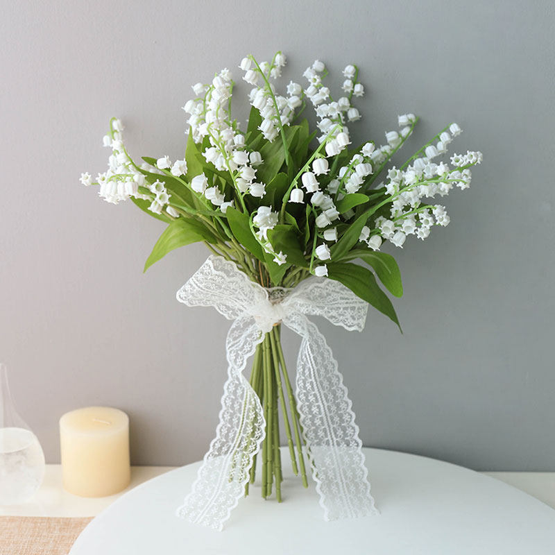 Small freshkin orchid simulation flower tabletop with windbell grass fake fake tulip handheld flower bouquet