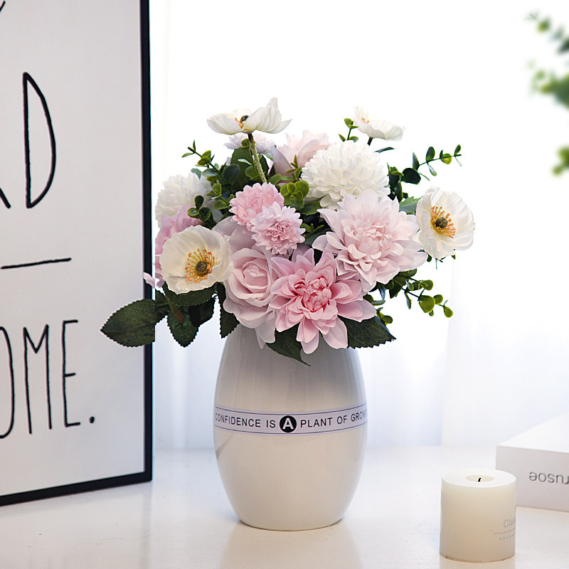 Simulation fake silk big Likiu art bottle suit Living room dining room Dining Room Dining Room Home Decoration Pint Furnishing with little Qingxin