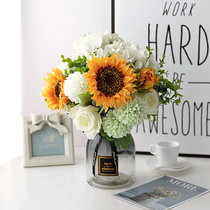 Sunflower Emulation Floral Hand Holding Flowers Bouquet Sun Flowers Rose Silk Flowers Restaurant Floral Decoration Fake Flower Pendulum LIVING ROOM DESIGN