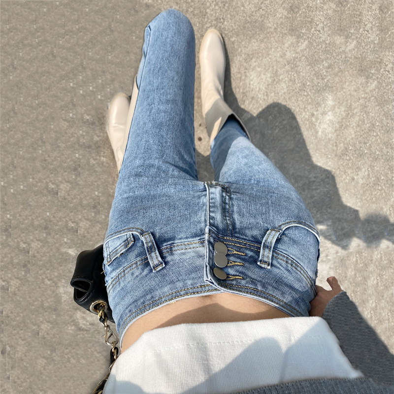 Light-Colored High-Waisted Jeans for Women, 2026 Spring/Summer New Thin Style, Slim Fit, Tight-Fitting, Skinny, Internet-Famous Pencil Pants