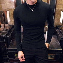 High collar sweater mens hitchhiking ins2022 new body trendy half-height neckline sweatshirt for mens undershirt