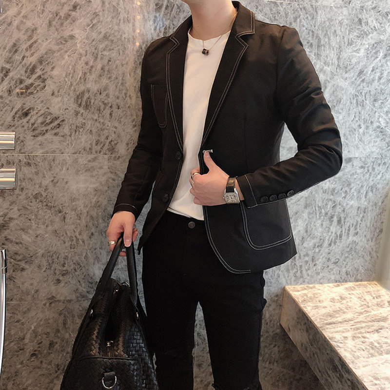 ins yuppie handsome suit men's summer thin and delicate Korean wind Inn repairs small suits men's singles west casual coat tide