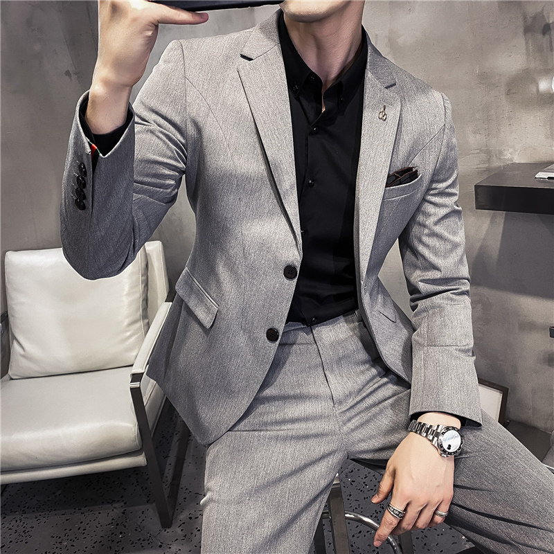 Yuppie Handsome Suit Men Suit Leisure Inn Wind 100 Hitch Business Positive Dress Wedding Suit Vest Men's Body Set Tide