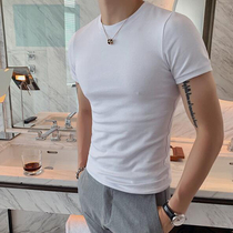 Short Sleeve T-Shirt Male Tide Card 100 Hitch Summer Pure Color Minimalist Korean Version Hitch Undershirt White Half Sleeve Round Collar Compassionate