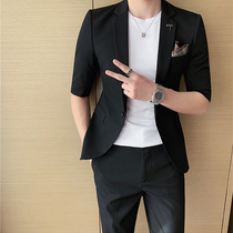70% Sleeves West Suit Mens Summer Thin Han version Hull Handsome Short Sleeve Small Suit Jacket Male Suit Tide Card Casual