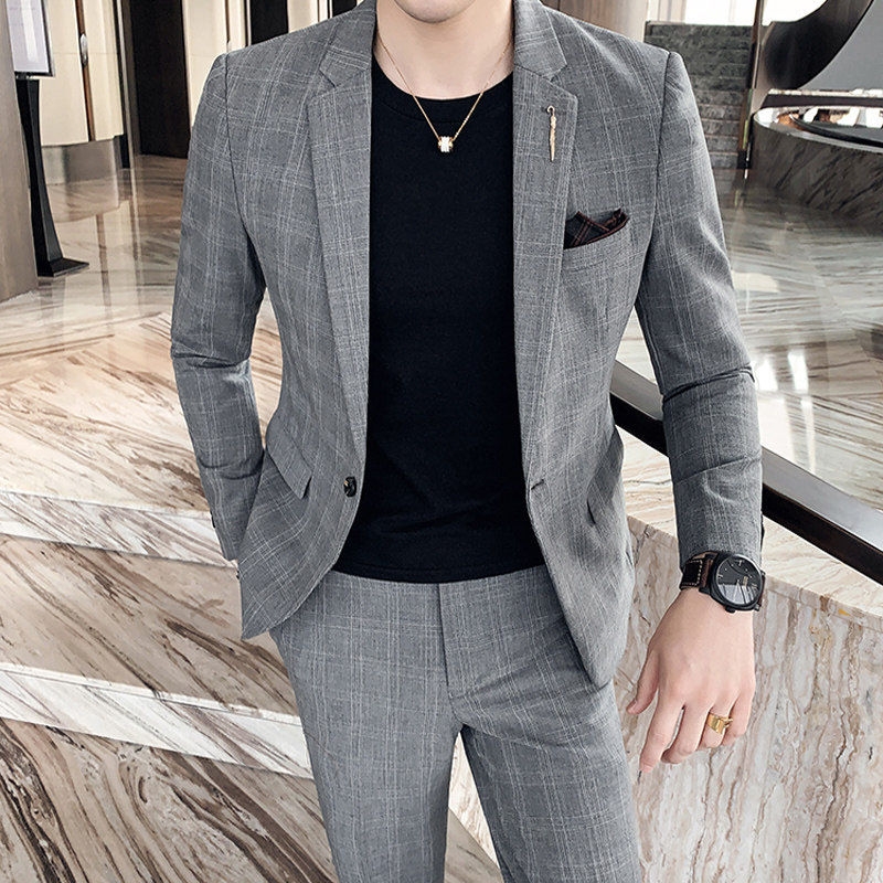 Casual suit suit male wedding groom dress 2022 spring new British style small suit male slim formal dress