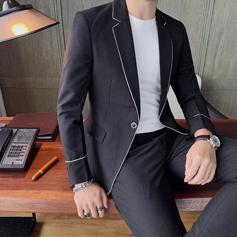 Sky-handsome suit men's suit spring leisure fashion British groom and small suit men to a suit