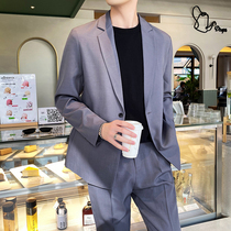 Summer suits jacket male youth casual trends Korean version handsome gas infidelia handsome suit mens boomer card harbor wind set
