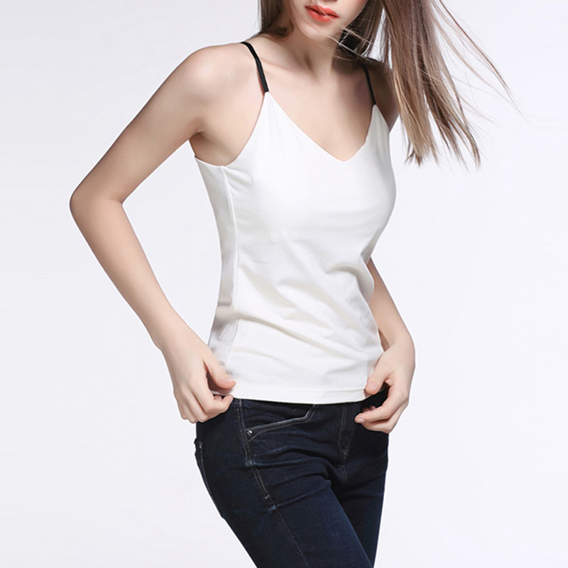 Pure cotton V collar small vest woman sashimi blouse elastic breathable 100 lapped sexy open-back outside wearing harness inner lap