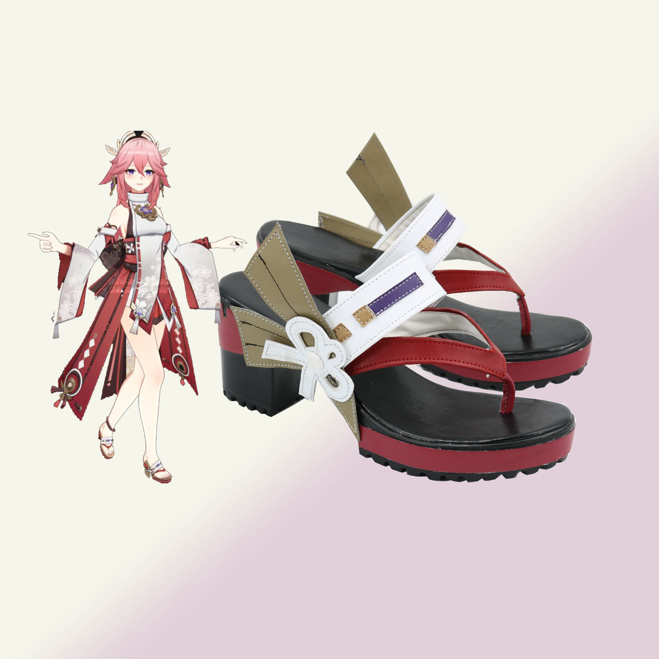 原神八重神子cos鞋定製｜遊戲動漫Cosplay女靴推薦，支持看圖製作，還原