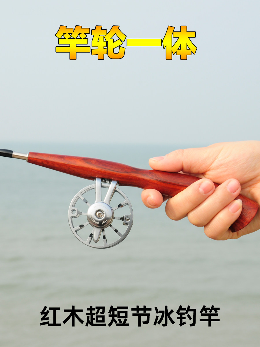 Ice удочкой 实木冰钓竿手把全套超短节鱼竿冬钓竿船钓冰钓杆大导眼竿稍 0631