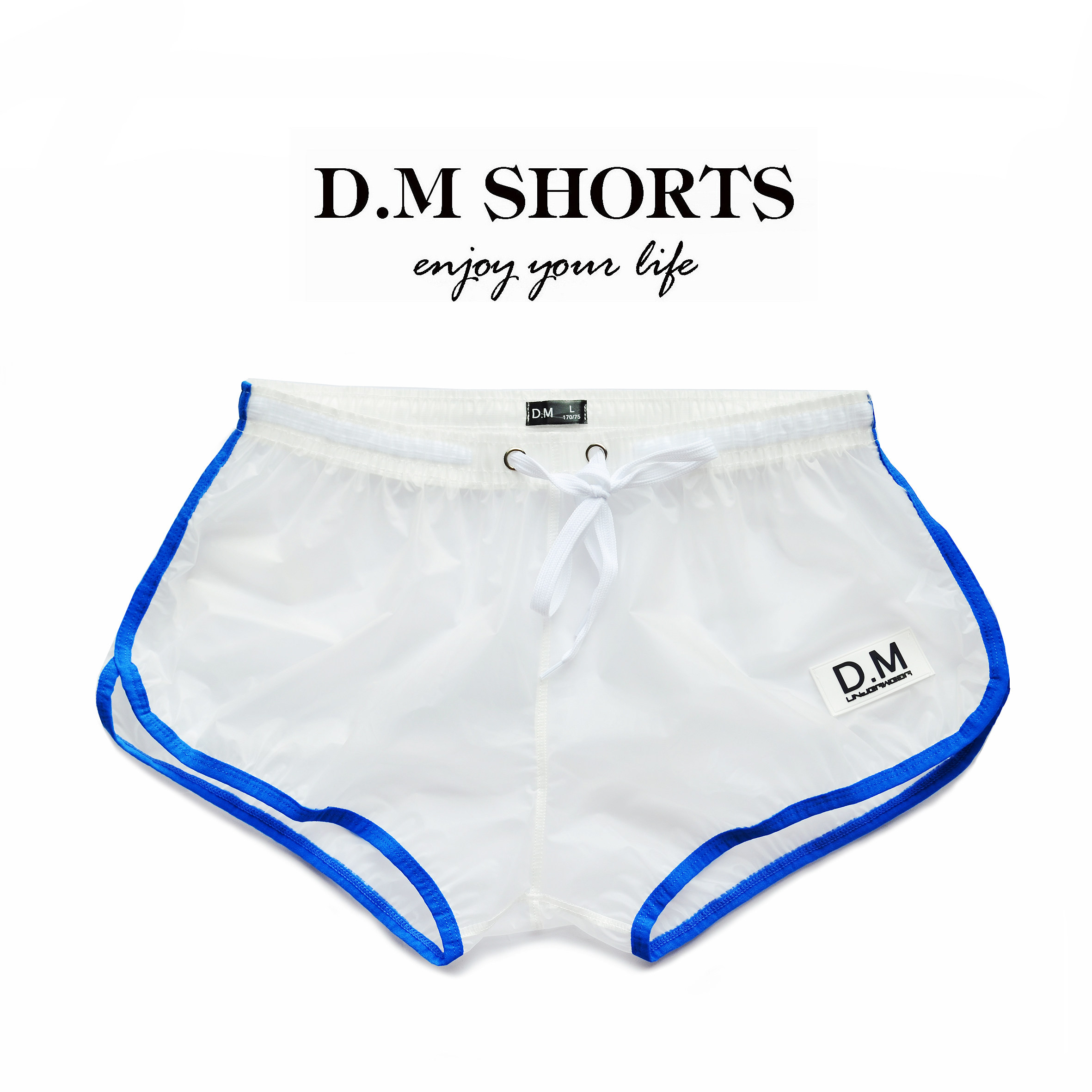 D M Men Shorts PVC Transparent Beach Pants Home Flat Angle Sexual Sensation Tidal looser No stretch
