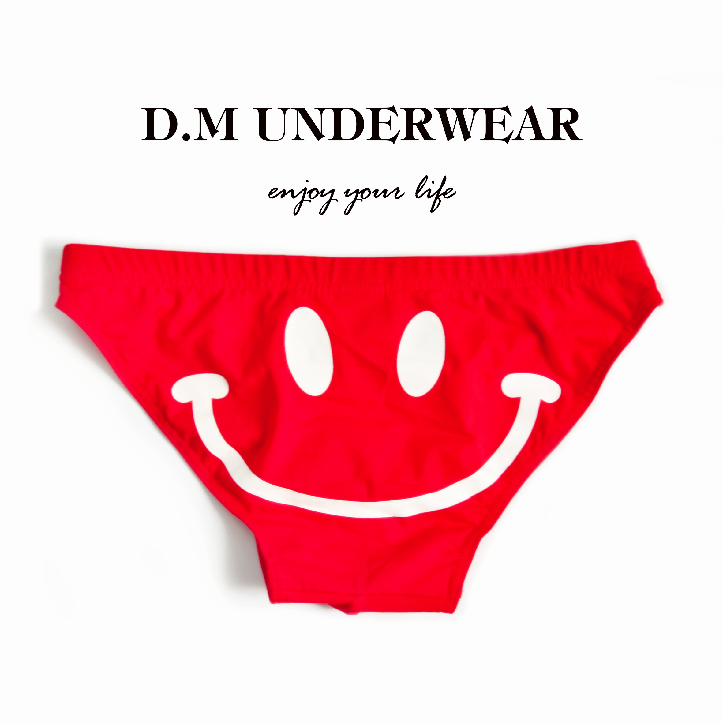 D M Men's Underwear Low Waist Cotton Sexy Youth Cute Cartoon Laughing Face Triangle Pants Tide Men Great Size Sport