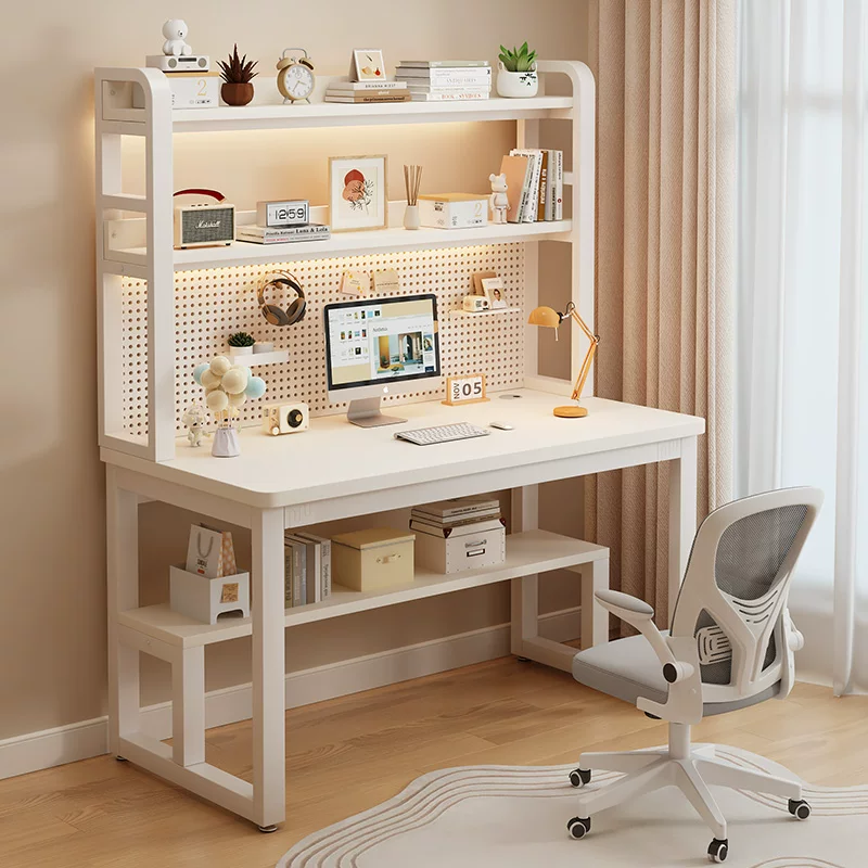 Деревянный стол с полкой для книг, интегрированная доска с отверстиями, рабочий стол для детей, домашний стол для учебы, компьютерный стол