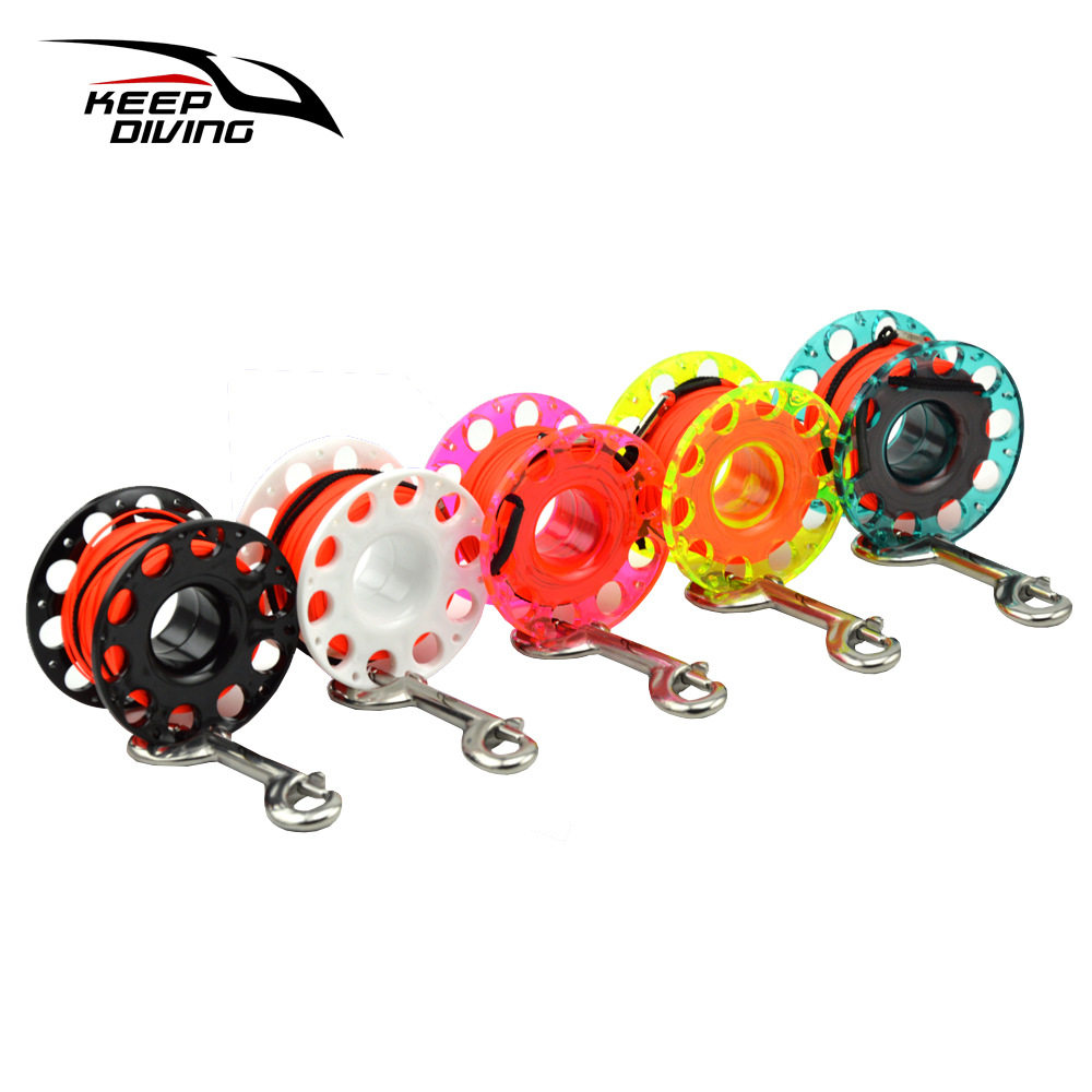 15 m 30 Meter Wire Wheel Double Head Hook Diving Elephant Buoy With Rope Release Wire Guide Submersible Spool Diving Finger Wire Wheel