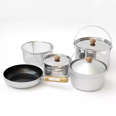 Japanese UNIFLAME Fan5 DX outdoor pot kitchenware picnic picnic camping camping stainless steel pan frying pan
